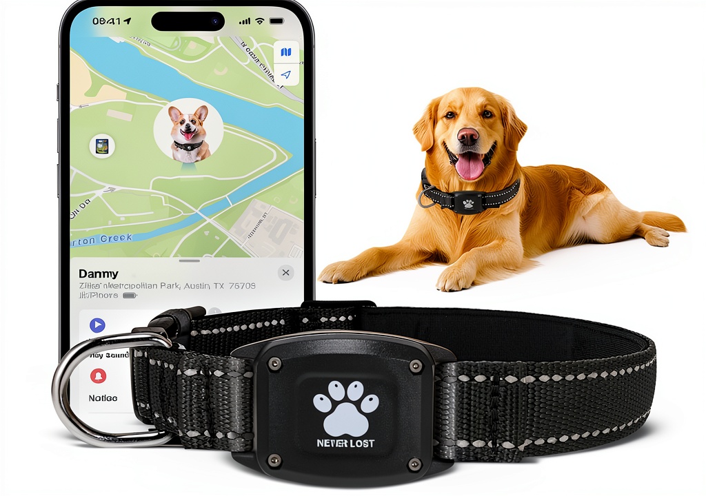Myiwb GPS Dog Collar on a dog during a walk