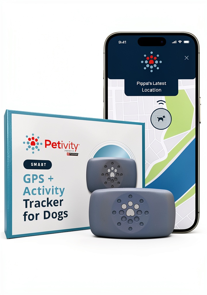 Petivity GPS Dog Tracker attached to a collar outdoors