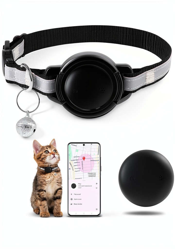 Vebiso Cat GPS Tracker Collar on a cat outdoors