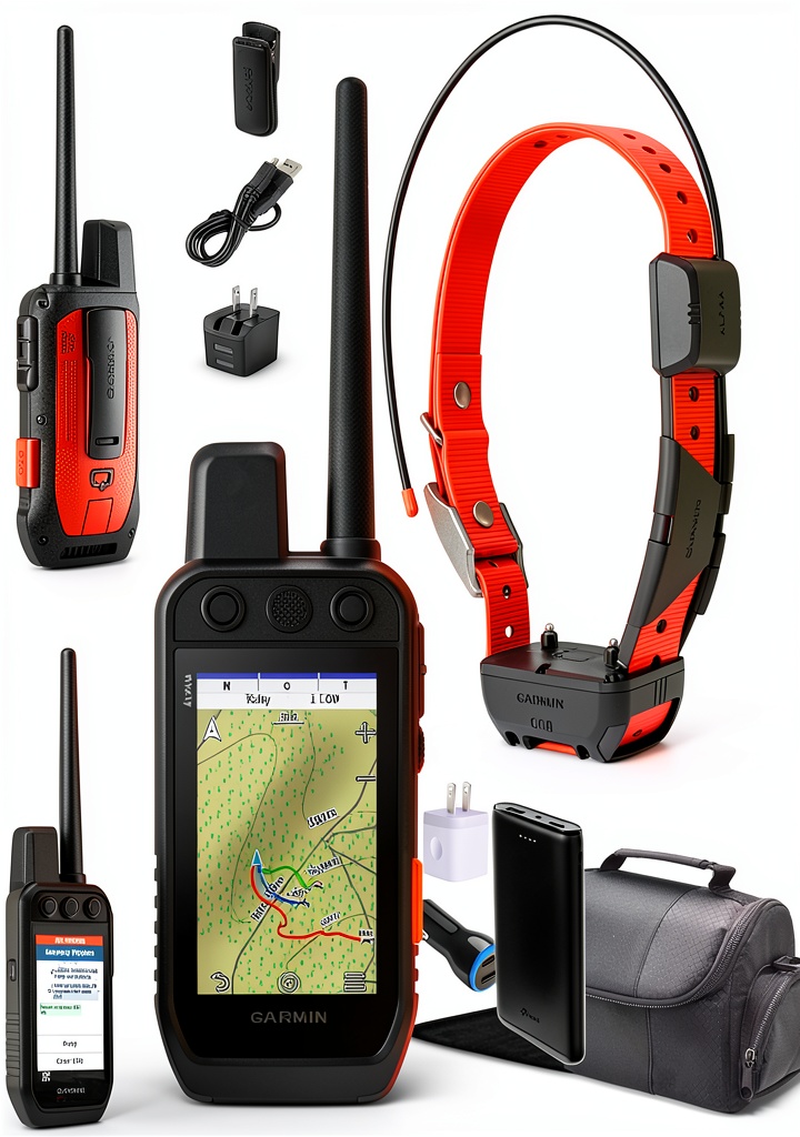 Garmin Alpha 300i handheld device displaying dog tracking map on screen