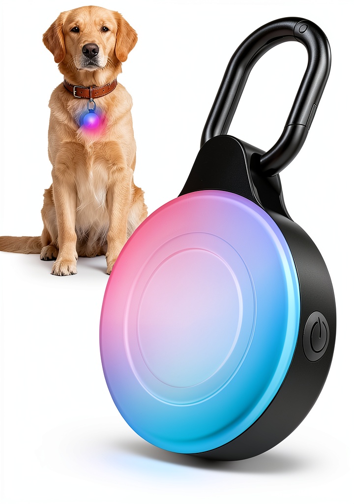 DualSafety Smart Light attached to a dog collar in an outdoor setting