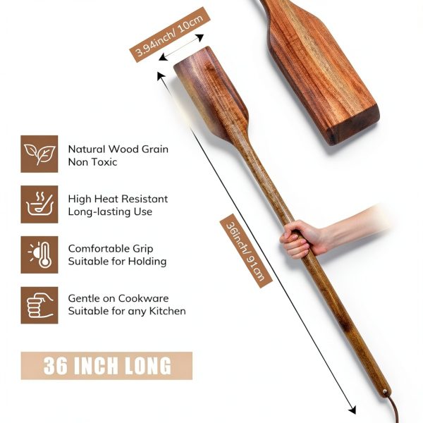 Timtin Acacia Mixing Paddle 36in Long for Chefs-1