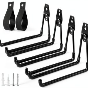 Heavy Duty Garage Hooks 4 Pack HUPBIPY 7.7in U‑Shape + Nylon Straps-0