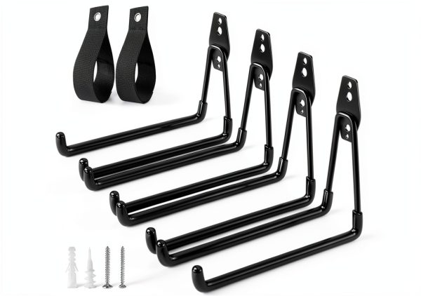 Heavy Duty Garage Hooks 4 Pack HUPBIPY 7.7in U‑Shape + Nylon Straps-0