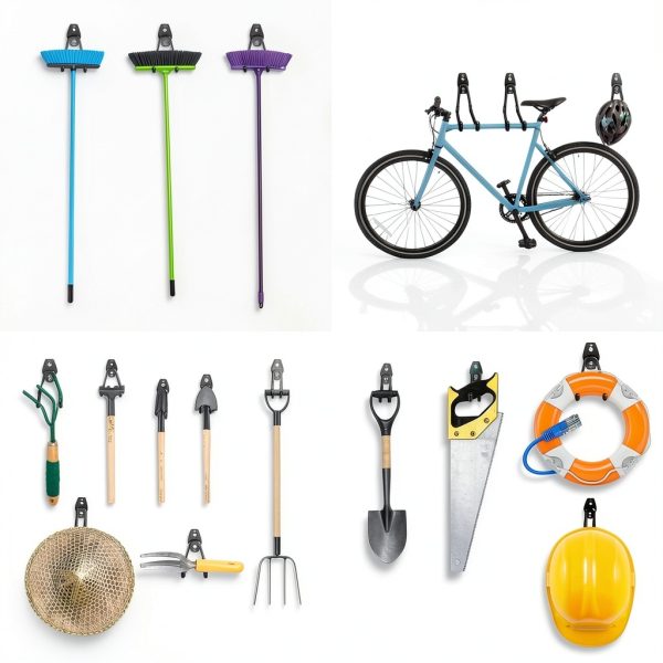 Heavy Duty Garage Hooks 4 Pack HUPBIPY 7.7in U‑Shape + Nylon Straps-6