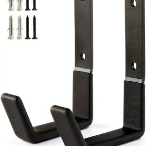 Heavy Duty Wall Mount Hooks SINCHEEWAY Steel U‑Hook Small Black 2‑Pack-0