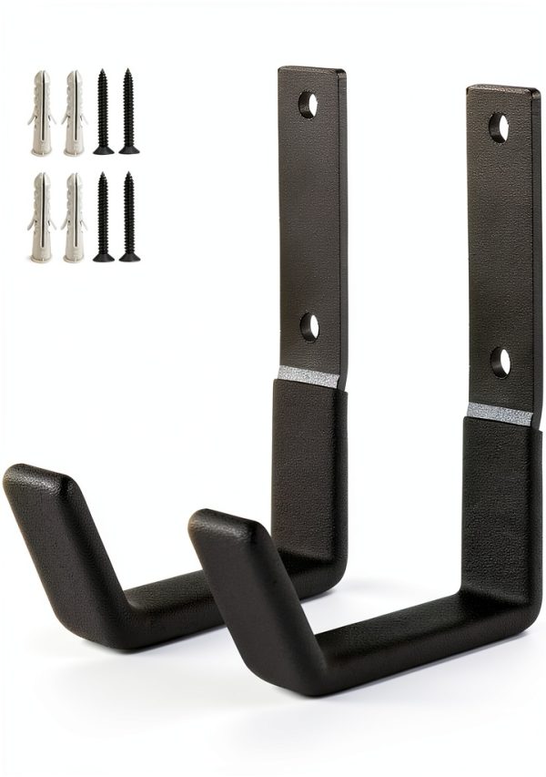 Heavy Duty Wall Mount Hooks SINCHEEWAY Steel U‑Hook Small Black 2‑Pack-0