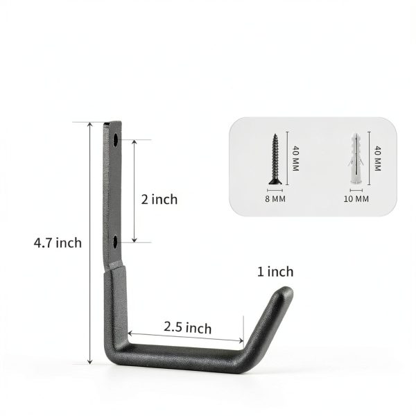 Heavy Duty Wall Mount Hooks SINCHEEWAY Steel U‑Hook Small Black 2‑Pack-1