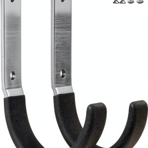 Heavy Duty Steel Garage Hooks GeeWatom Black 2-Pack Wall Mount-0