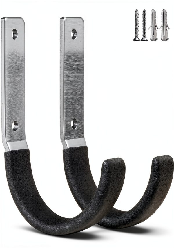 Heavy Duty Steel Garage Hooks GeeWatom Black 2-Pack Wall Mount-0