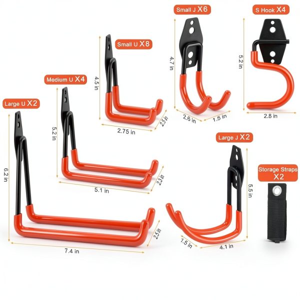 Heavy Duty Garage Hooks LUPYJI 28 Pack Black Anti‑Slip Wall‑Mounted-2