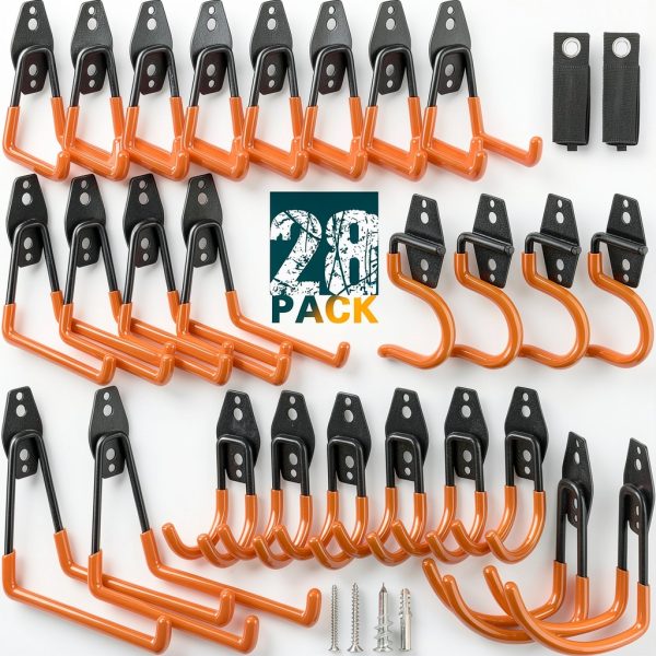 Heavy Duty Garage Hooks LUPYJI 28 Pack Black Anti‑Slip Wall‑Mounted-0