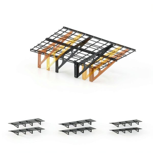 Garage Shelving FLEXIMOUNTS 2-Pack 2x6ft Black Shelf Sturdy Coated-3