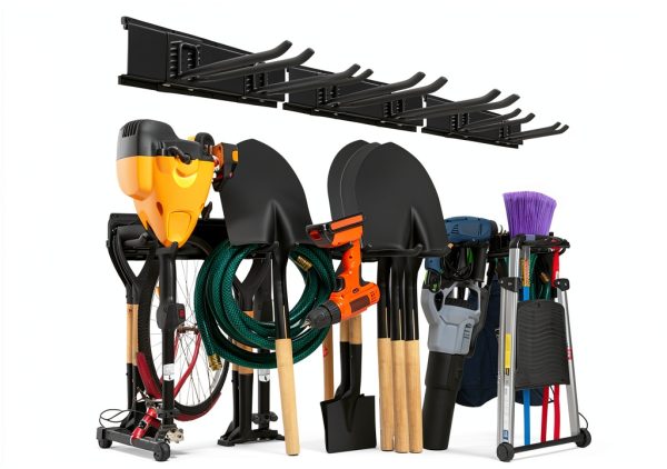 Garage Tool Organizer TIDYME 48in Wall Mount Rack with Hooks 300lb-0
