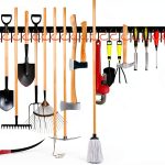 All Metal Garden Tool Organizer TVKB 68inch Wall Mount with Hooks-0