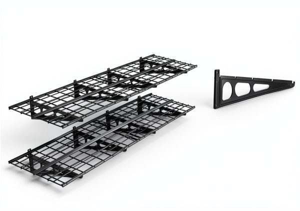 Garage Shelving FLEXIMOUNTS 2-Pack 2x6ft Black Shelf Sturdy Coated-1